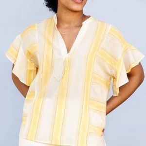 Matilda Jane Summer Picnic Top in yellow/white/pink